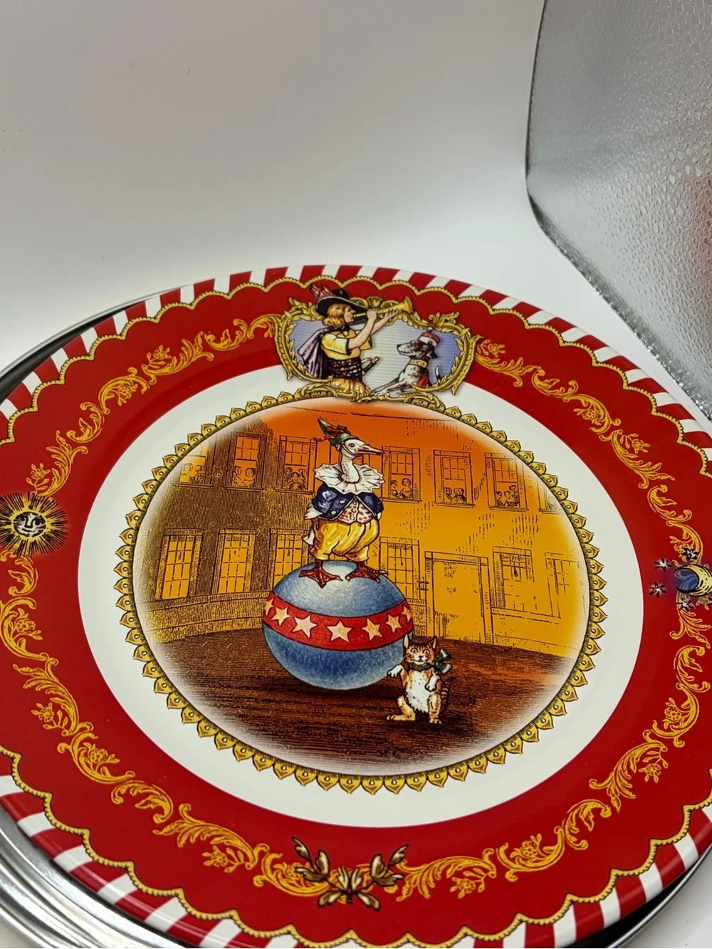 Set of 8 Restoration Hardware Circus Tin Plates Brand New in Storage Tins